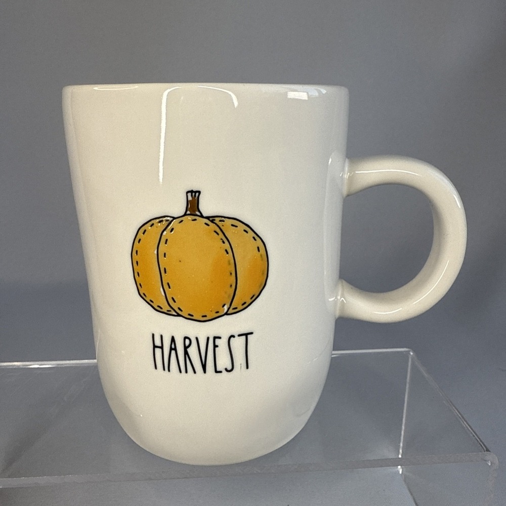 Rae Dunn HARVEST  White Ceramic Coffee Mug By‎ Magenta Pumpkin